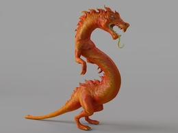 站立的小金龙C4D模型 Victory Dragon