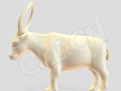 双角连接的长角牛C4D模型 cow