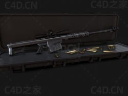 M82大口径狙击步枪C4D模型Barrett M82狙击步枪巴雷特M82