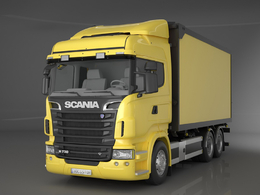 斯堪尼亚R系载货车 斯堪尼亚重卡C4D模型 Scania R 730 Box Truck 2010 3D Model