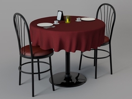 餐厅餐桌 双人桌C4D模型 Fancy Restaurant Table C4D Model