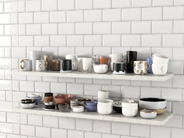 C4D壁挂餐具台水杯碗碟盆模型