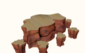 木桩/原木桌椅C4D模型 The stake 3D model