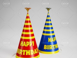圣诞派对锥形帽子C4D模型 hat 3d model