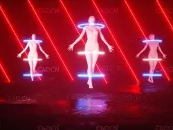 C4D OCTANE科幻光圈光线人物场景工程
