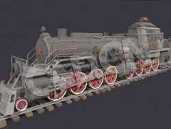 C4D卡通蒸汽火车老式复古火车模型