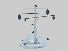 C4D树下吃果子的动物剪贴画模型 Alien Island