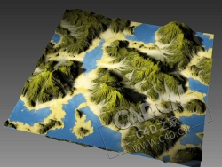 三维山脉河流地形模型Fluvial