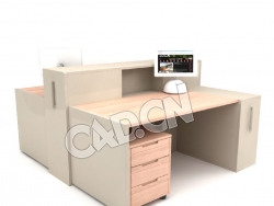 双人办公桌办公家具C4D模型