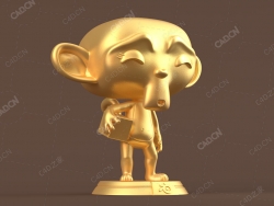 卡通金色猴子工艺摆件C4D模型monkey