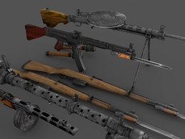 114套C4D《红色管弦乐队2》（斯大林格勒英雄）射击游戏战士和枪械武器合集模型