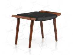 木制皮革凳子休闲凳实木弧形凳现代家具C4D模型Wood and Leather Stool