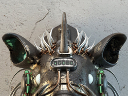 C4D野猪机械科幻盔甲 野猪蒸汽朋克创意模型 Steampunk Boar Banner