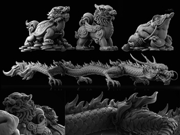 中国古代建筑人物服饰龙狮蛤蟆游戏3D模型(OBJ/ZBP/ZTL格式)