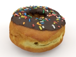 撒满彩针的面包C4D模型 sprinkled donut