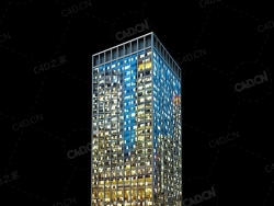夜间摩天大楼办公楼写字楼C4D模型 Archmodels Vol.103_Night Skyscrapers - model-34
