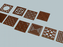 10个SU木窗花格模型 The wooden windows plaid model