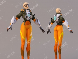 科幻女战士追踪者角色C4D模型Tracer Character Modeling