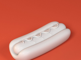 低面卡通热狗图标模型Hot Dog