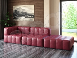 C4D客厅红色真皮多人沙发模型 sofa 3d model