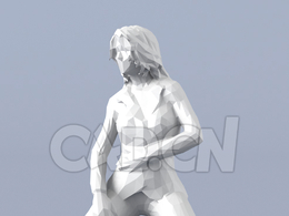 低面多边形卡通人物跪着的女性模型