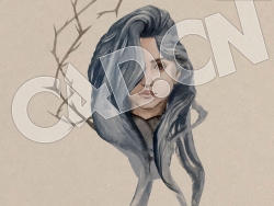 C4D水墨女孩头像模型 waterColor