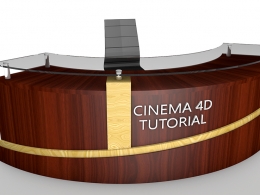 公司接待台 前台桌C4D模型 reception table wood