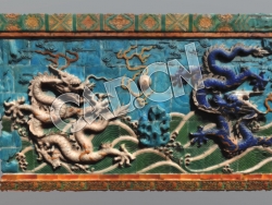 C4D二龙戏珠影壁墙浮雕模型 Screen wall relief