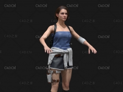 现代国外短裤女孩C4D模型 Shorts girl