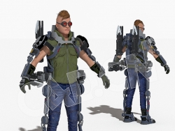身穿体感飞行器助力CS游戏人物色 C4D人物绑定模型CS_Adele