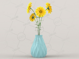黄色雏菊花插花C4D模型Daisies