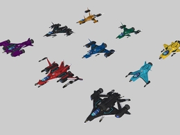 9个低面卡通星际飞船C4D模型 StarSparrow