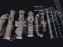 生锈工业金属管道水管C4D模型