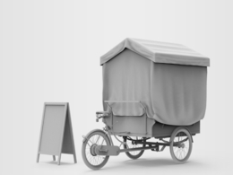 咖啡售货自行车C4D模型 coffee vending bike 3d model