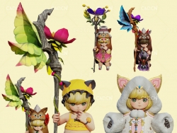 C4D卡通小女孩游戏人物动漫角色模型Yggdrasil Pack - 3D Model
