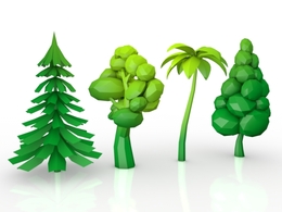 4个低面多边形树木模型 Tree