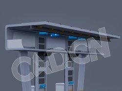C4D科技城市候车亭模型