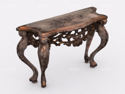 复古实木玄关柜C4D模型Classic Console