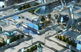 未来科幻城市街道3D模型 Kitbash3D – Props High Tech Streets (C4D/OBJ/FBX/MTL格式 ...