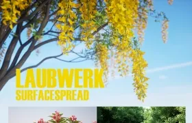 C4D树木植物生成插件 Laubwerk SurfaceSPREAD v2.0.4 For Cinema 4D R23 Win