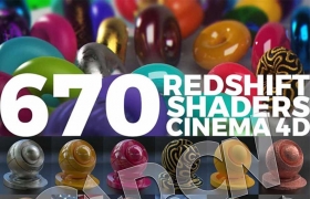 670组C4D Redshift渲染器材质预设金属钢铁布料木纹大理石皮革混凝土砖块等