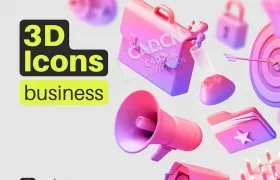 C4D精品多用途3D图标UI模型下载（C4D文件+figma排版）Multiangle 3D Icons Busine ...