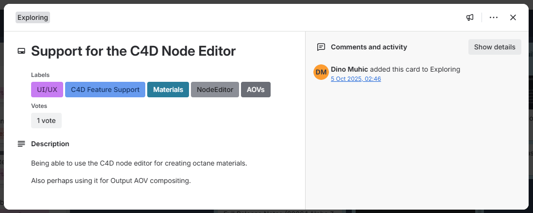 Octane渲染器终于也要支持C4D的原生节点编辑器了！