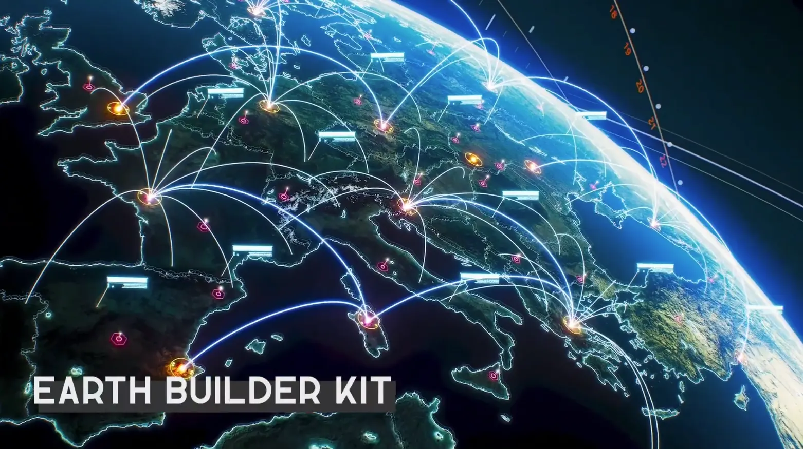 C4D地球连线动画预设资产插件 Earth Builder Kit – Cinema 4D Xpresso